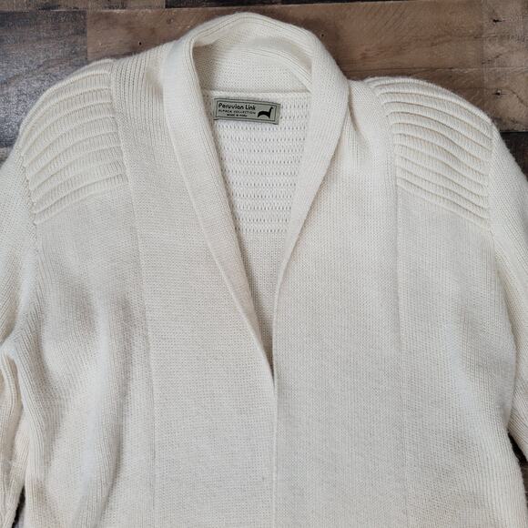 Peruvian Link Alpaca Collection Open Front Cardigan Sweater Heavy White One Size - Picture 2 of 16